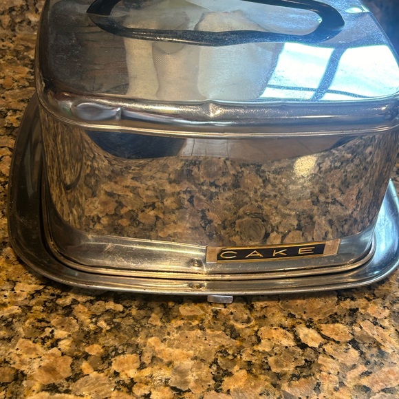 Vintage MCM Lincoln Beautyware Square Cake Cover Serving Carrier Pan chrome USA - Picture 2 of 13